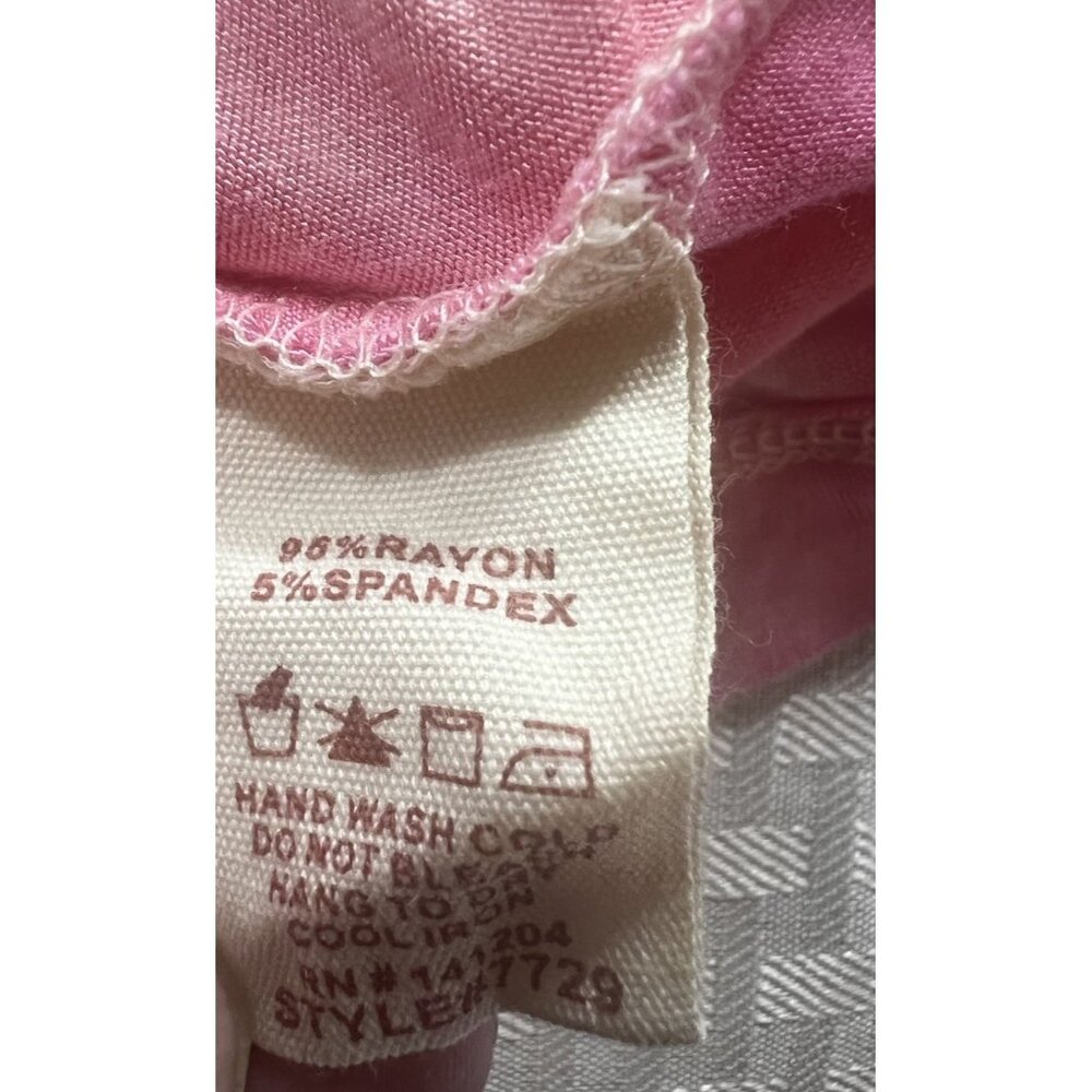 Hem‎ & Thread Pink/Orange Long Sl, Lightweight Knit top Womens Sz Med-drawstring - Picture 9 of 9